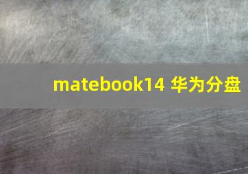 matebook14 华为分盘